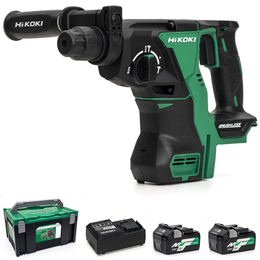 HiKOKI/Hitachi DH18DBL/JRZ 18V Brushless SDS Plus Rotary Hammer Drill - 2 x 5.0Ah MultiVolt Batteries
