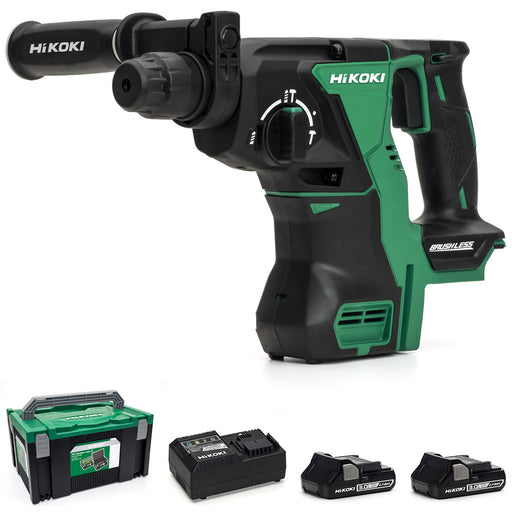 HiKOKI DH18DBL/JM 18V Brushless SDS Plus Rotary Hammer Drill - 2 X 3.0Ah - Case - Charger
