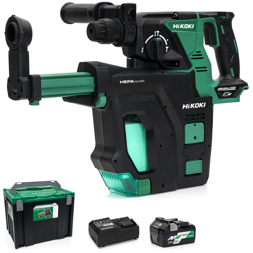 HiKOKI DH36DPB-501 MultiVolt Cordless Rotary Hammer Drill - 36V (With Dust Collector) - DH36DPB-501